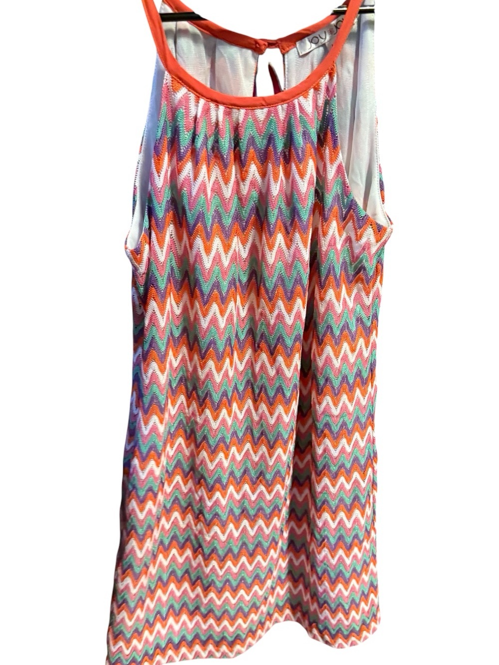 Joy Joy Multicolor Chevron Knit Dress with Orange Accents